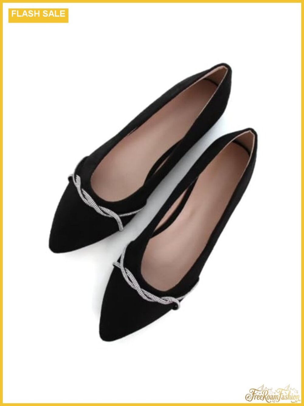 Women's Suede Ballet Flats Bowknot Pointed Toe Comfortable Slip On Shoes